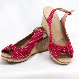 Red polkadot Lands' End Espadrilles